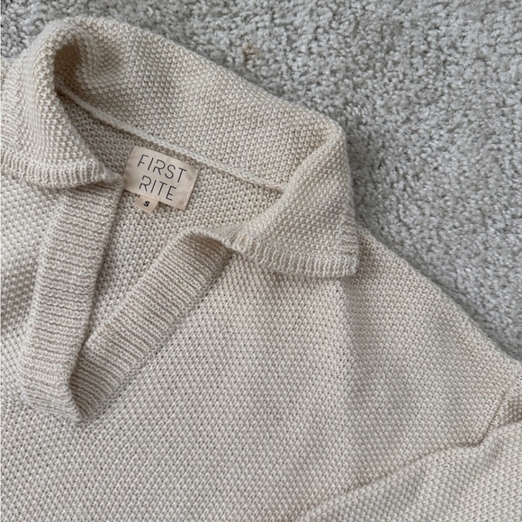 First Rite Cream Knit Collared Sweater - Picture 3 of 4